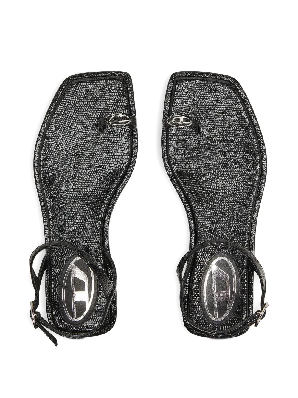 Diesel D-AMBER platte sandalen met logodetail Zwart