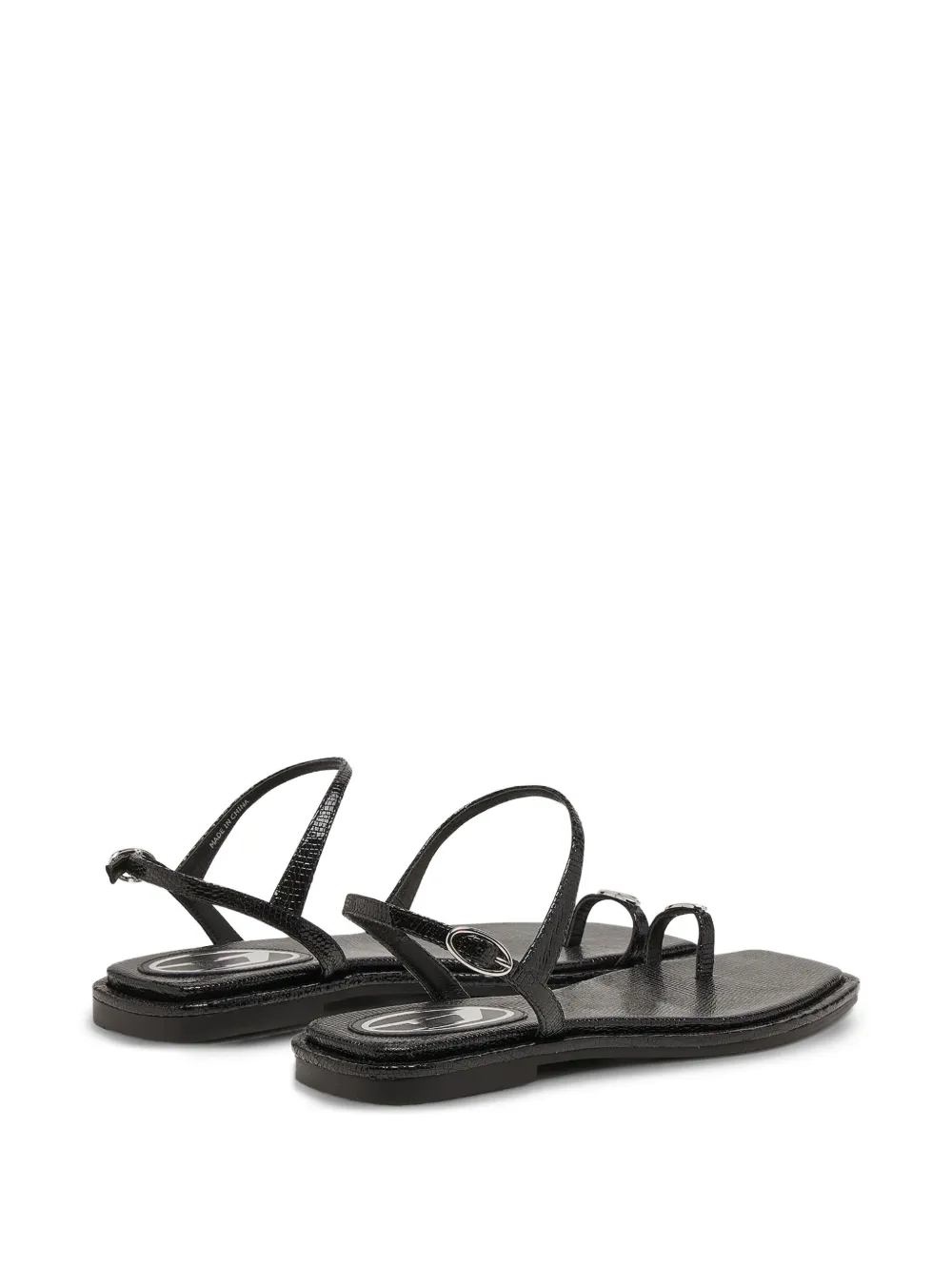 Diesel D-AMBER platte sandalen met logodetail Zwart