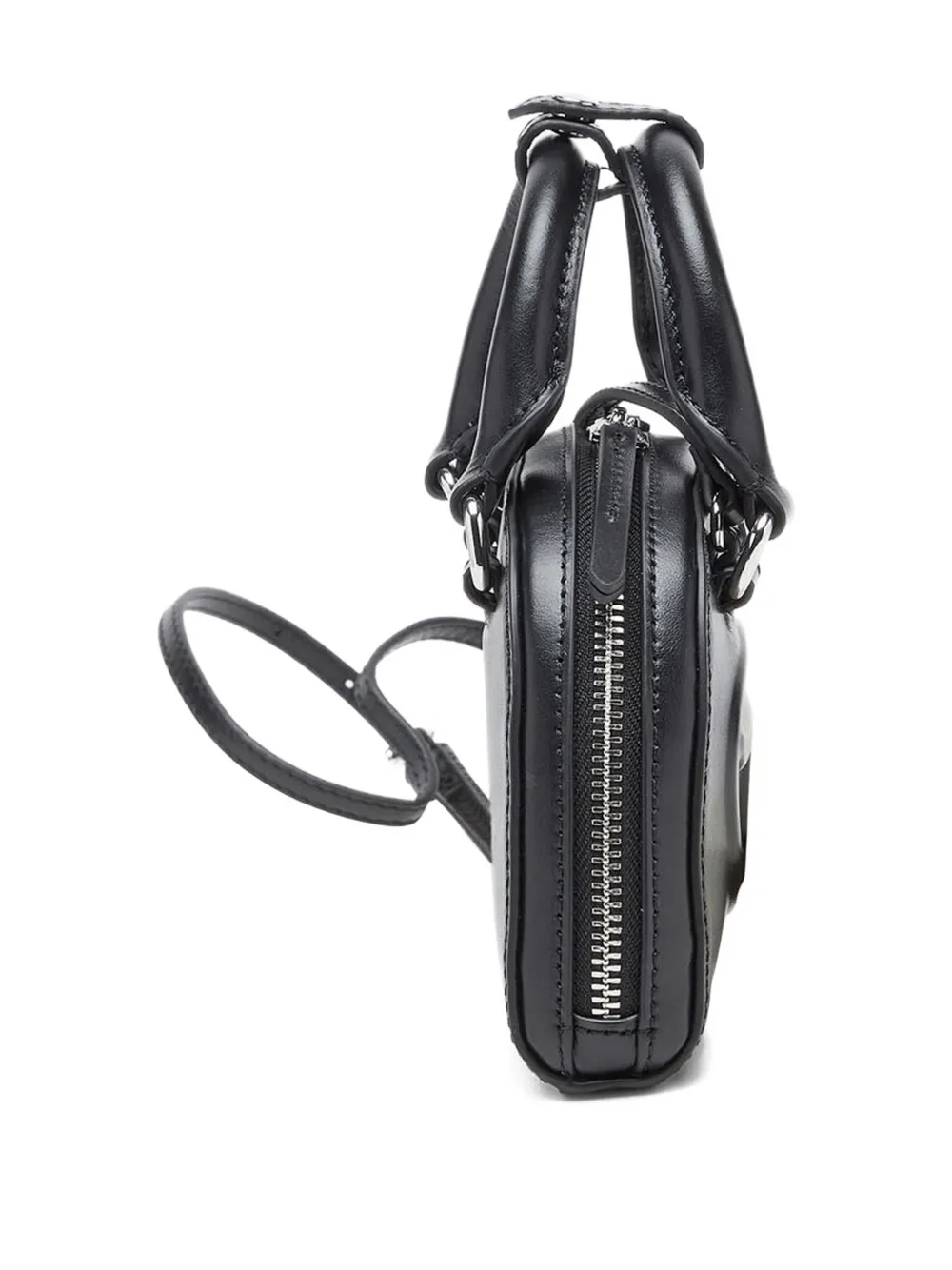 Diesel 1dr Dome-mini Crossbody Bag In Nappa Leather In Black