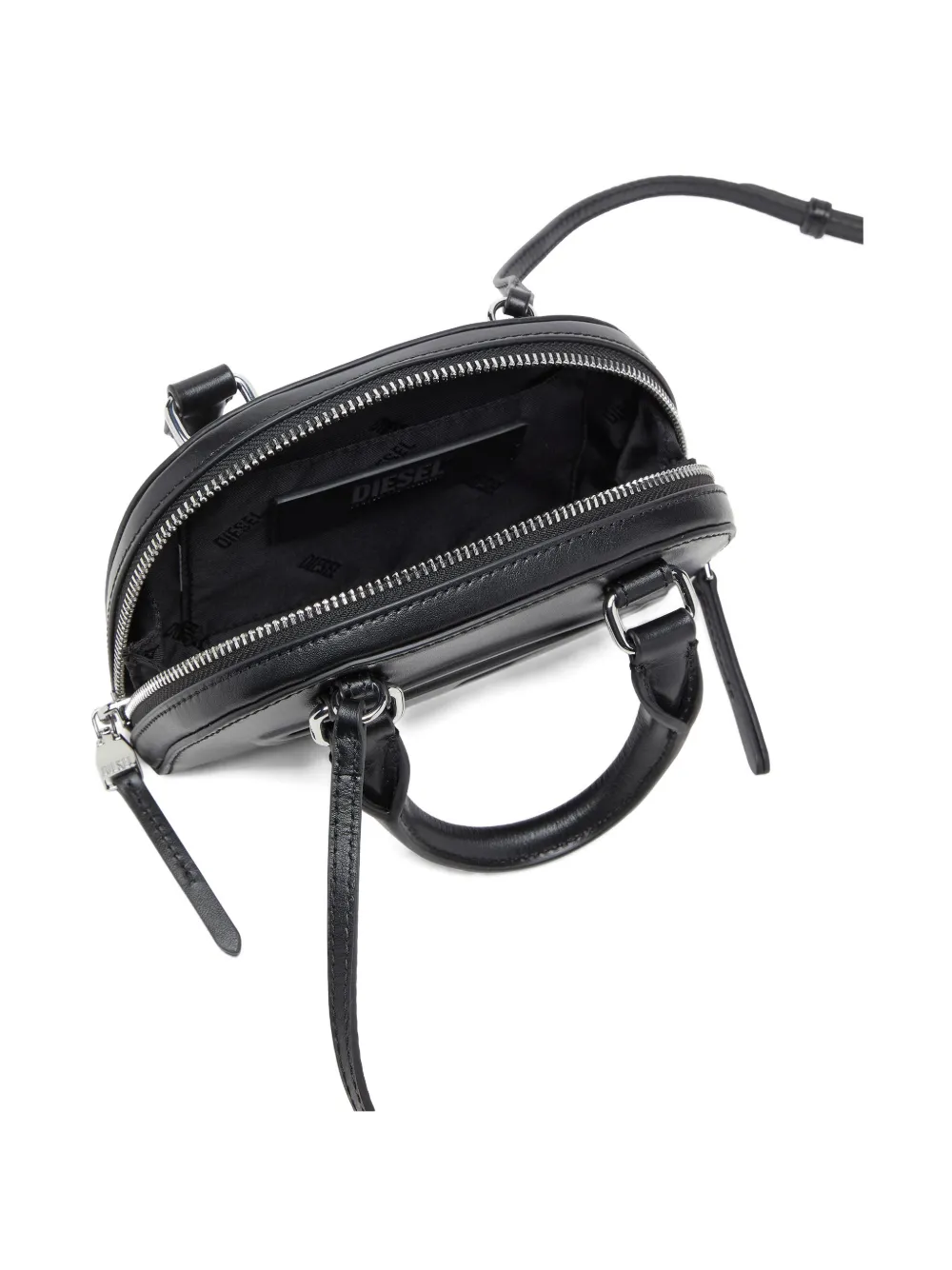 Diesel 1dr Dome-mini Crossbody Bag In Nappa Leather In Black