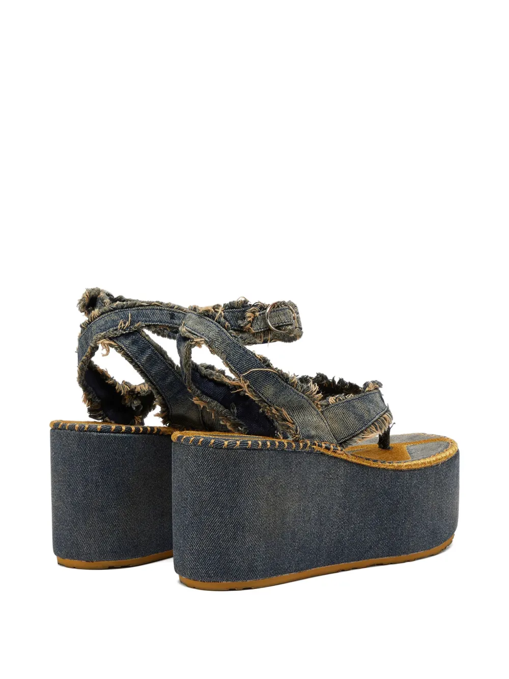 Diesel Frayed-edge Platform Sandals In Gray