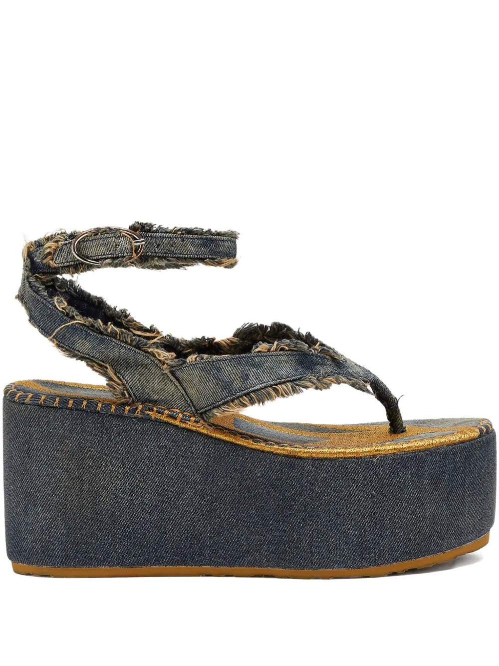 Diesel Sandalen met plateauzool en franje Blauw