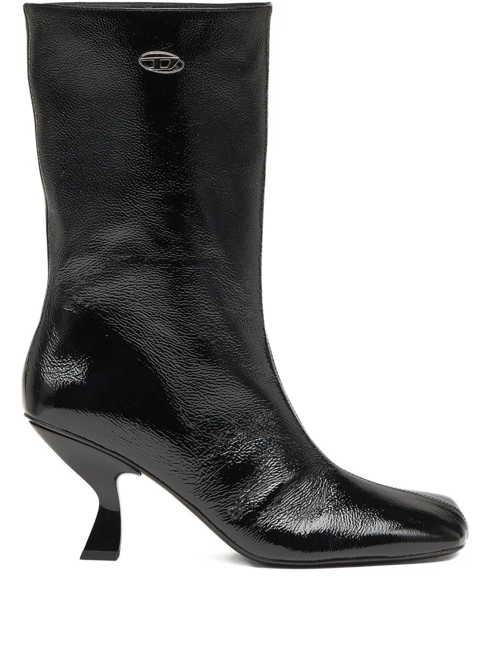 Diesel 75mm D-amber Square-toe Sculptural-heel Boots In Black