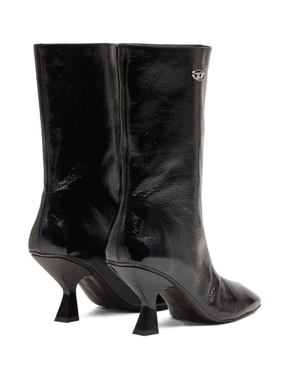 Diesel 75mm D-amber Square-toe Sculptural-heel Boots In Black