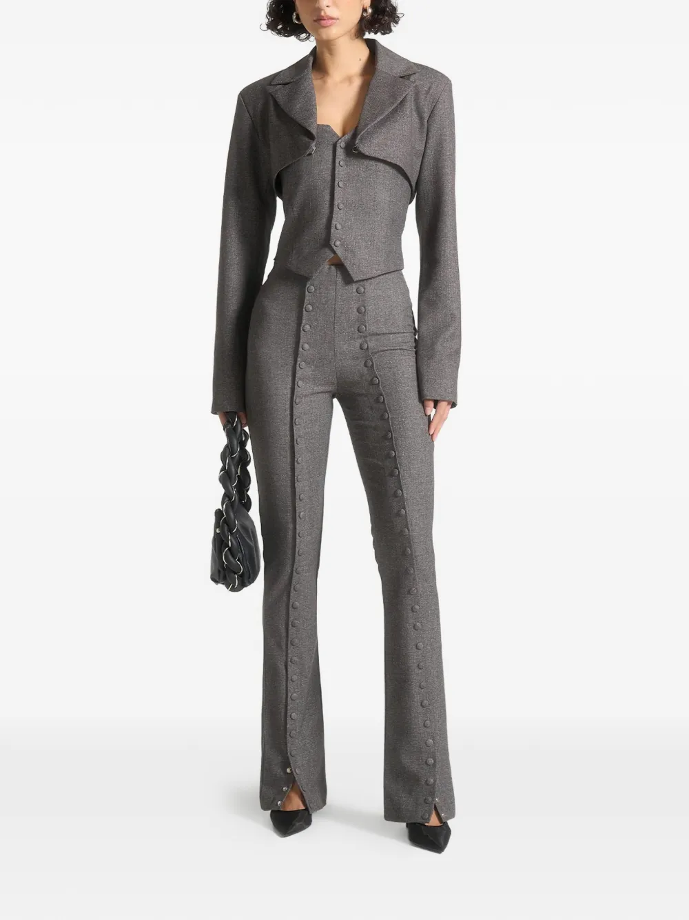 Manière De Voir Therese button-detail trousers - Grijs