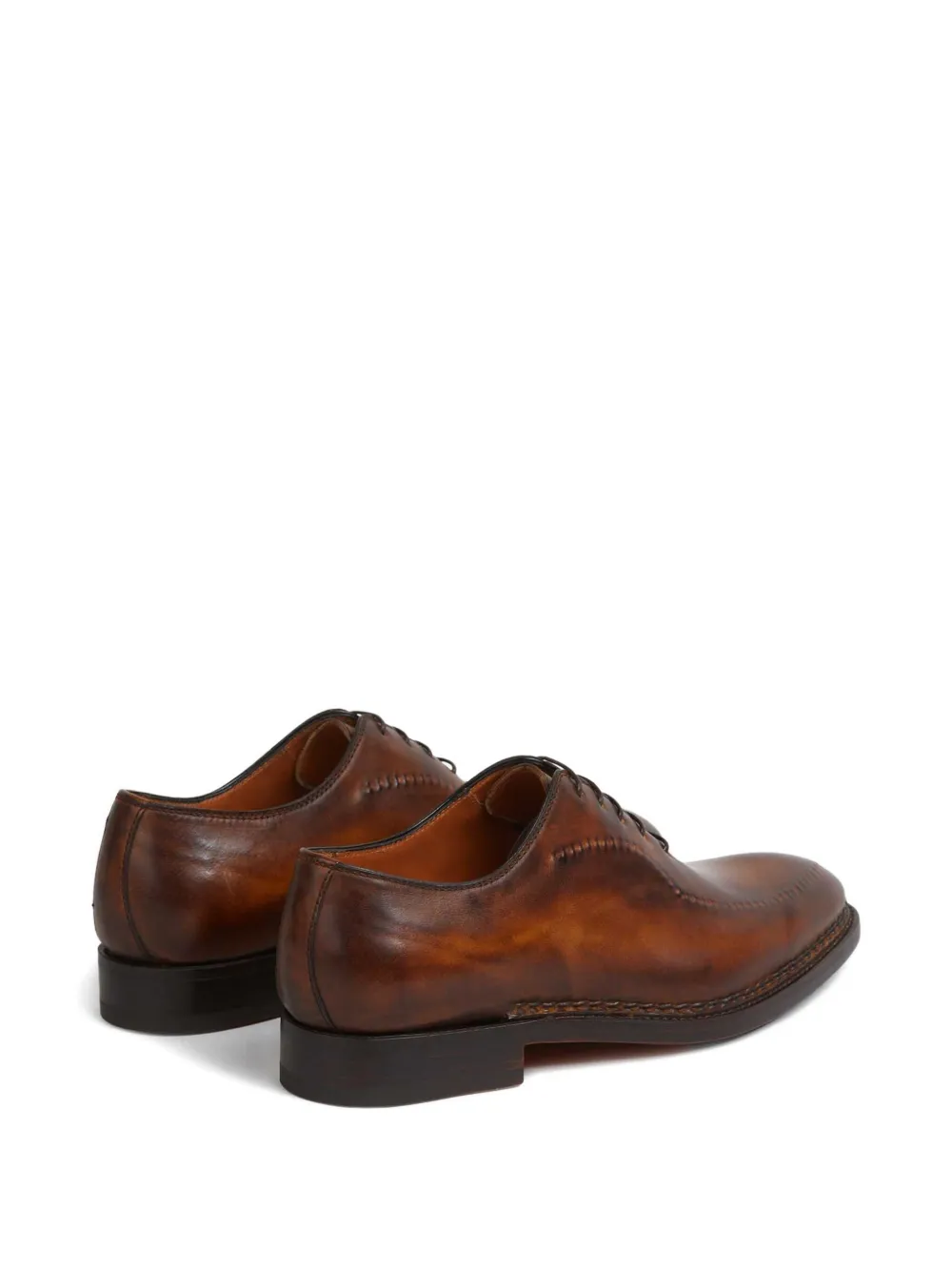 Bontoni Leren schoenen met stiksel Bruin