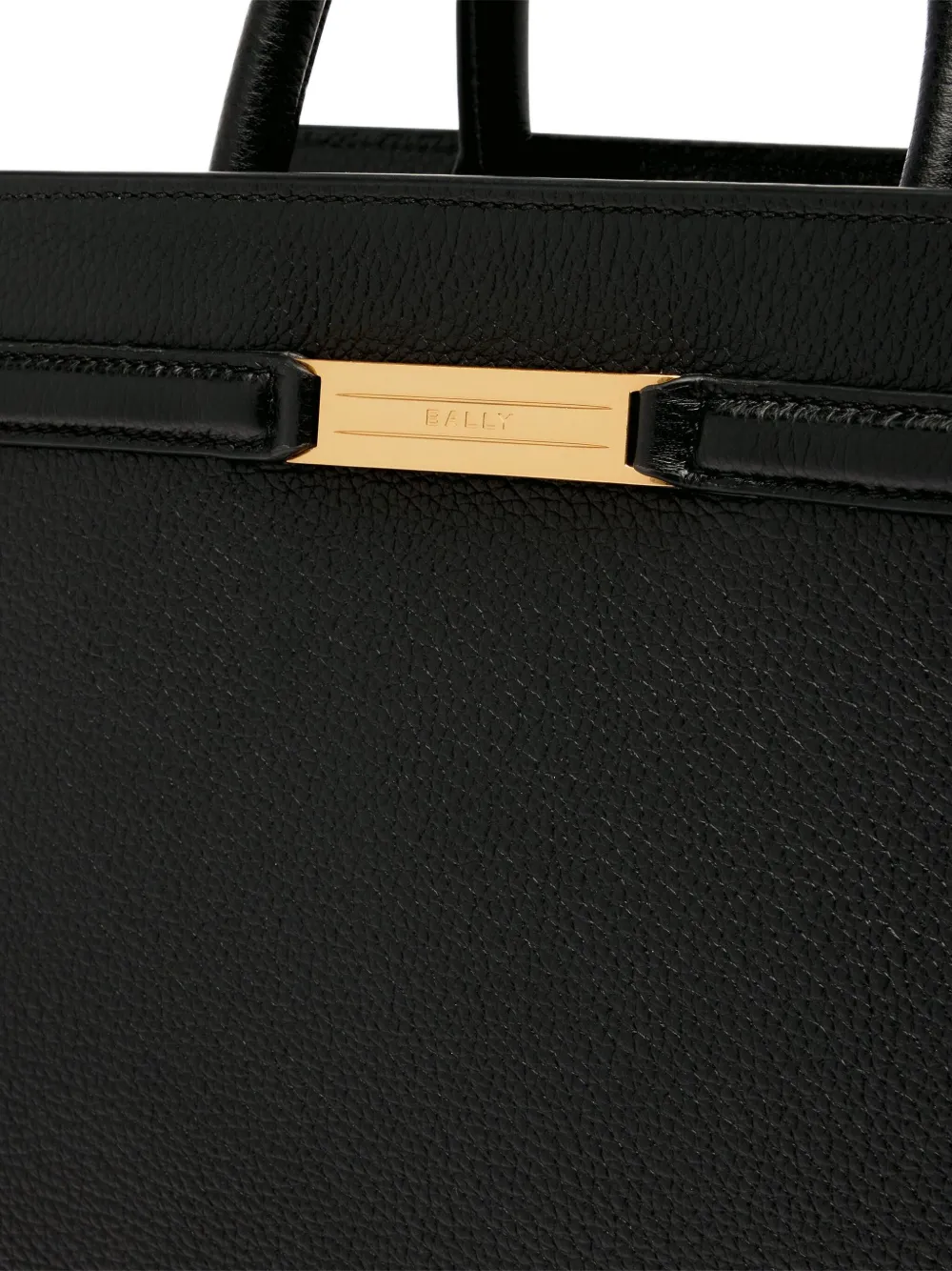 Bally Structured Leather Shoulder Bag Top Handle In Black