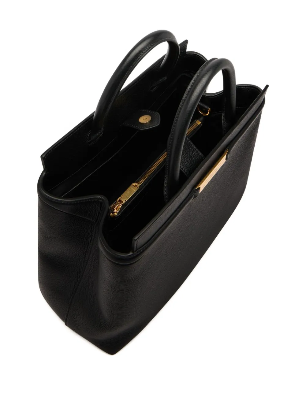 Bally Structured Leather Shoulder Bag Top Handle In Black