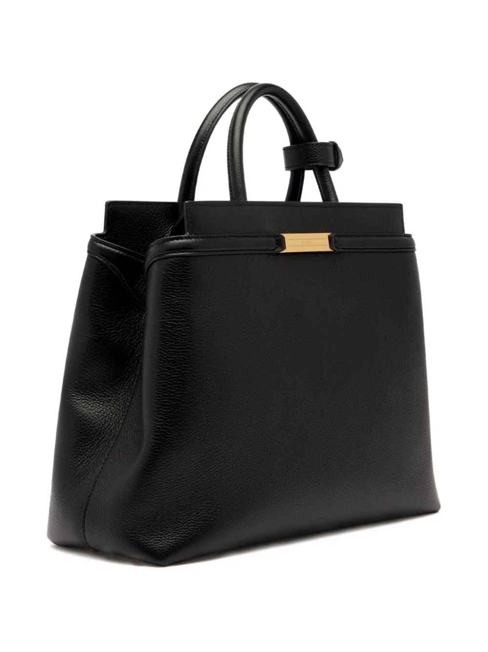 Bally Structured Leather Shoulder Bag Top Handle In Black