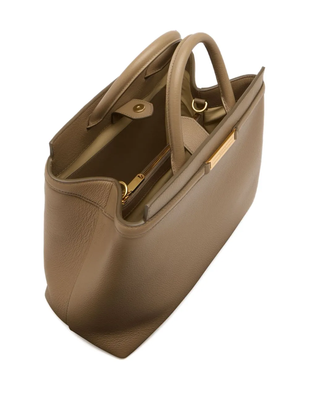 Bally Deco Grained-leather Tote Bag In Brown