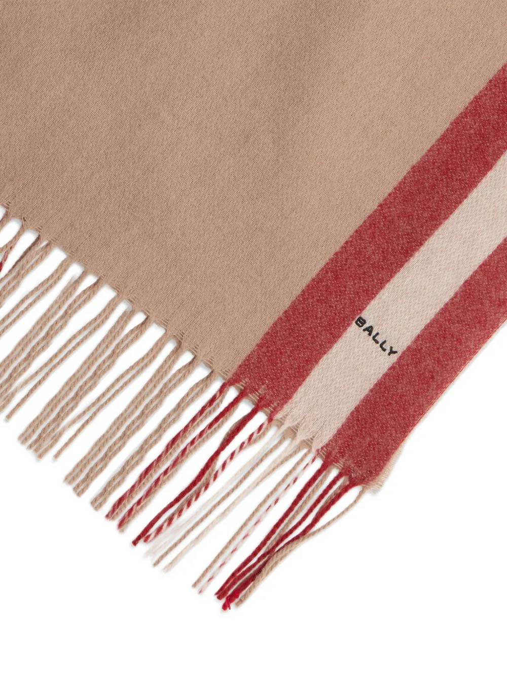 Bally Sjaal met franje afwerking en streepdetail - Beige