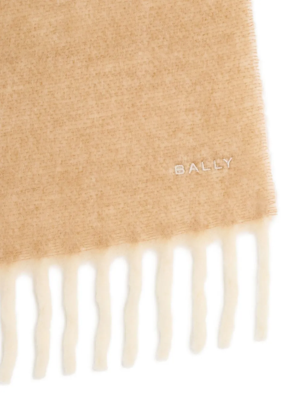 Bally Tweekleurige sjaal met geborduurd logo - Beige