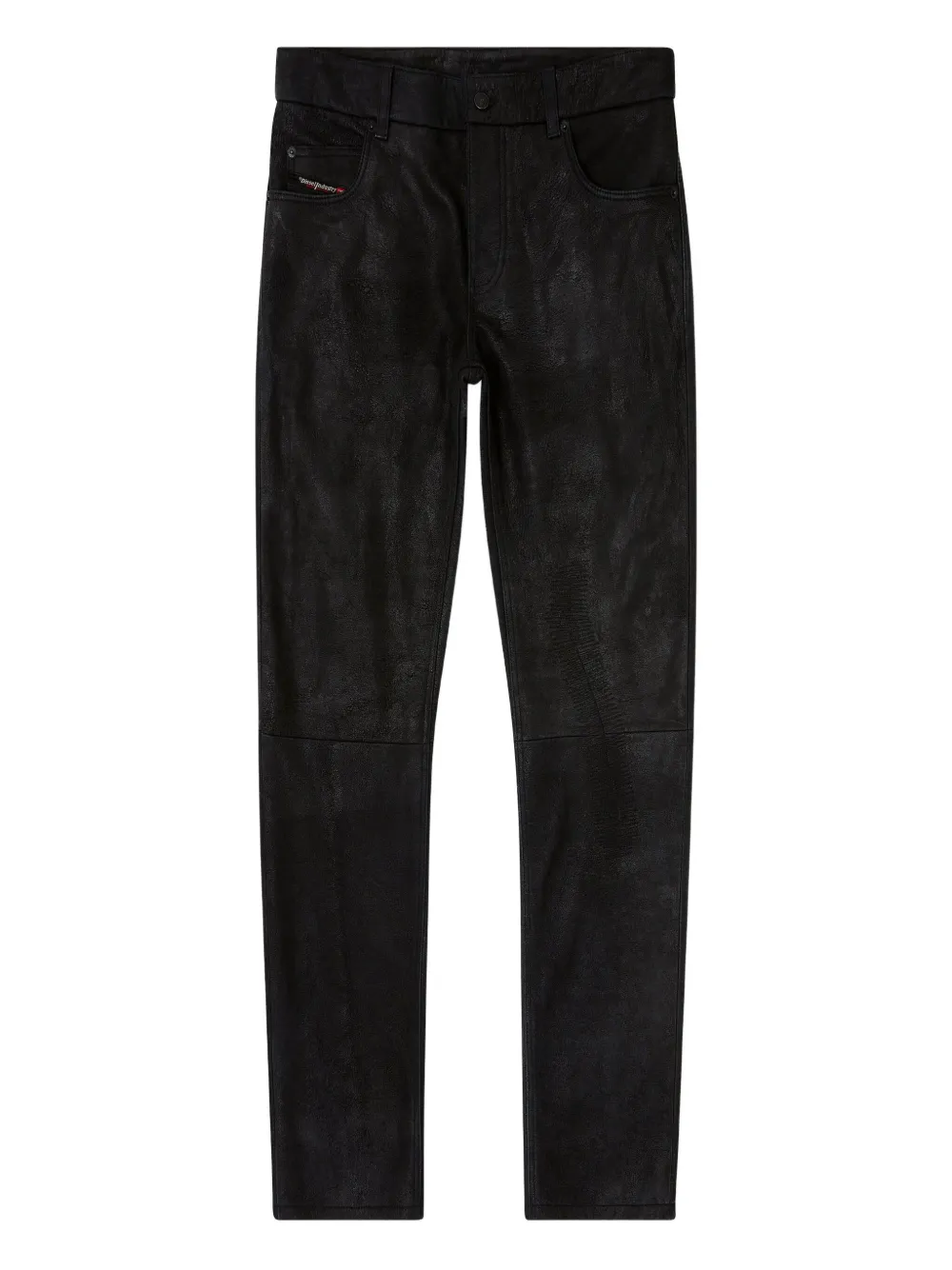 Diesel Pantaloni in pelle con cinque tasche - Nero
