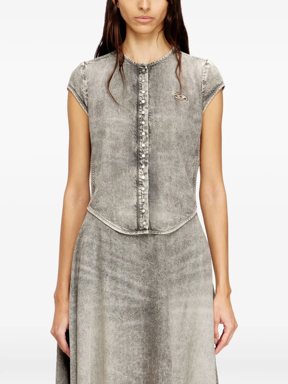  Diesel De-roset-s Buttoned Denim Shirt - Grey 