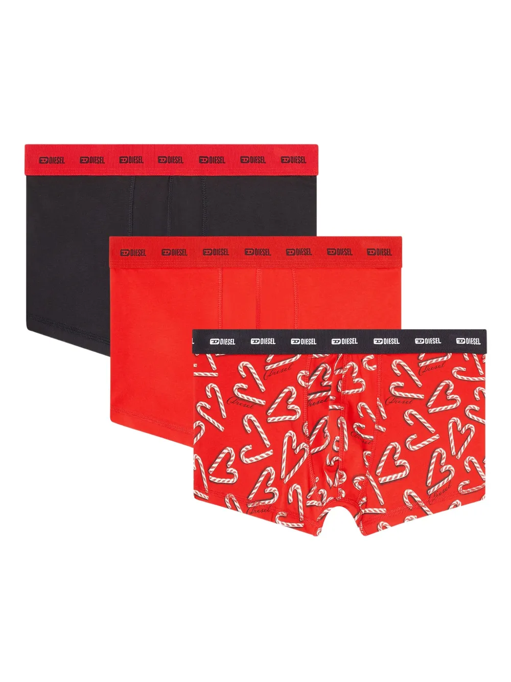 Diesel Damien-Gft-Utlt logo-waistband printed boxer (pack of three) | Red | Image 1
