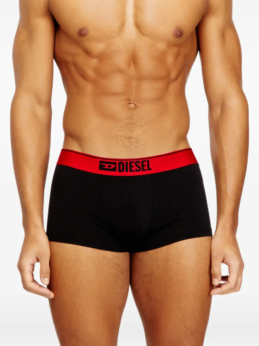 Diesel Drie boxershorts met rode tailleband Zwart