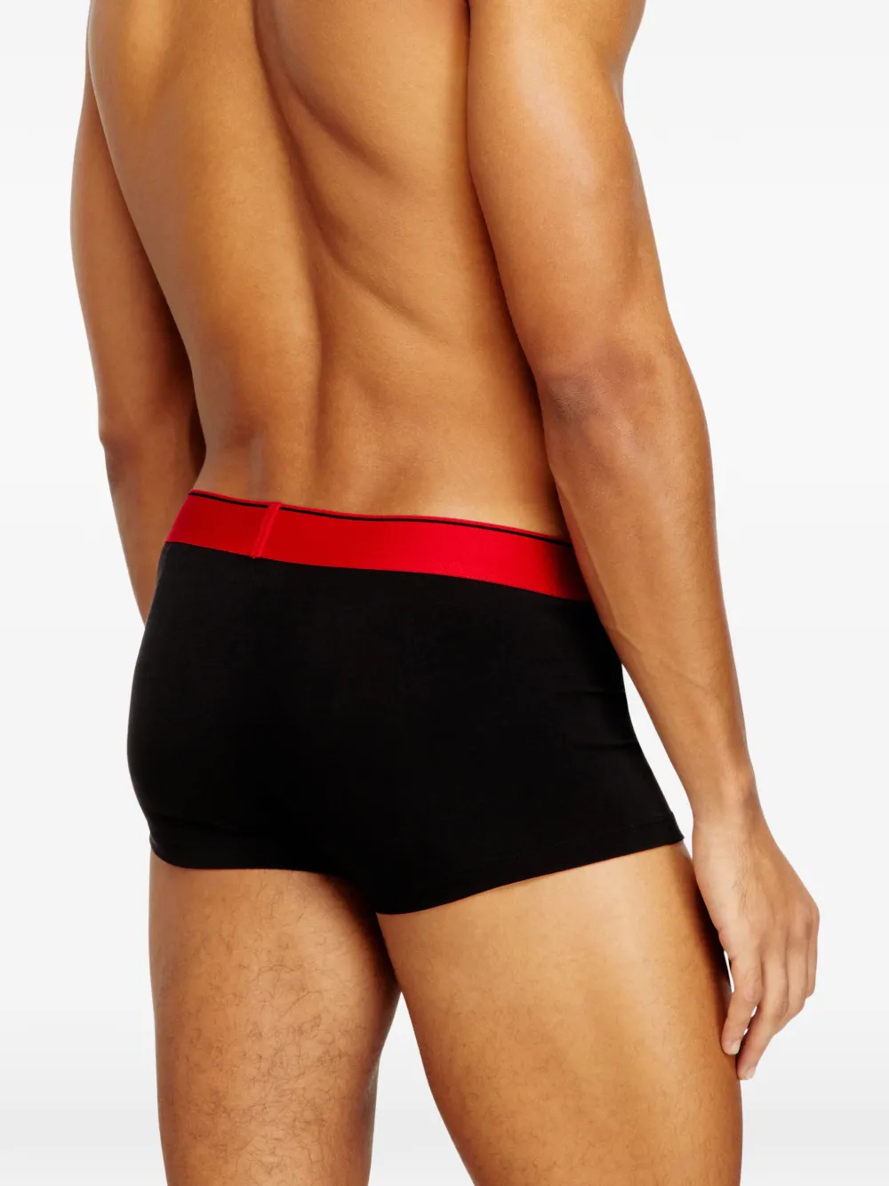 Diesel Drie boxershorts met rode tailleband Zwart