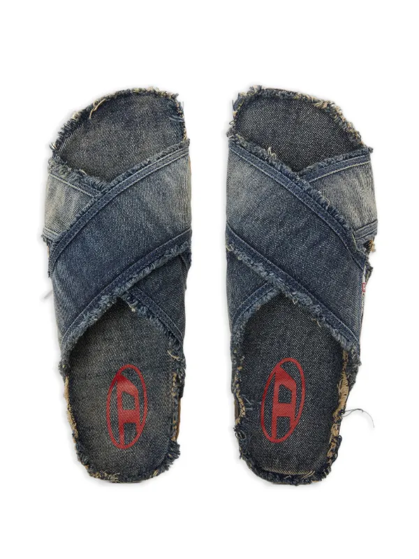 Diesel D-Woodstock Cross フレイド サンダル | ブルー | FARFETCH JP