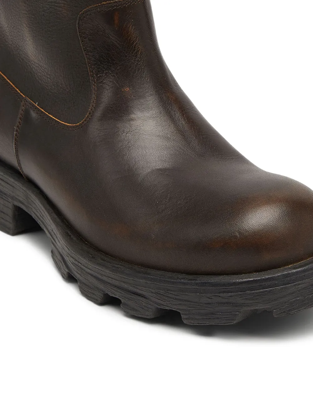 Diesel D-hammer-cut-out Leather Boots With Oxidised Hardware In Brown