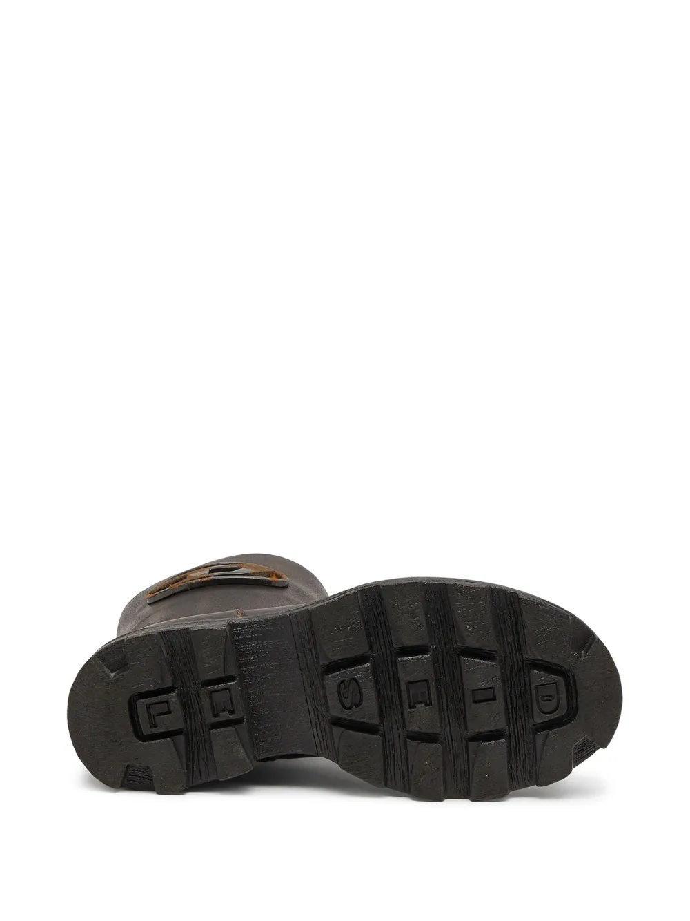 Diesel D-hammer-cut-out Leather Boots With Oxidised Hardware In Brown