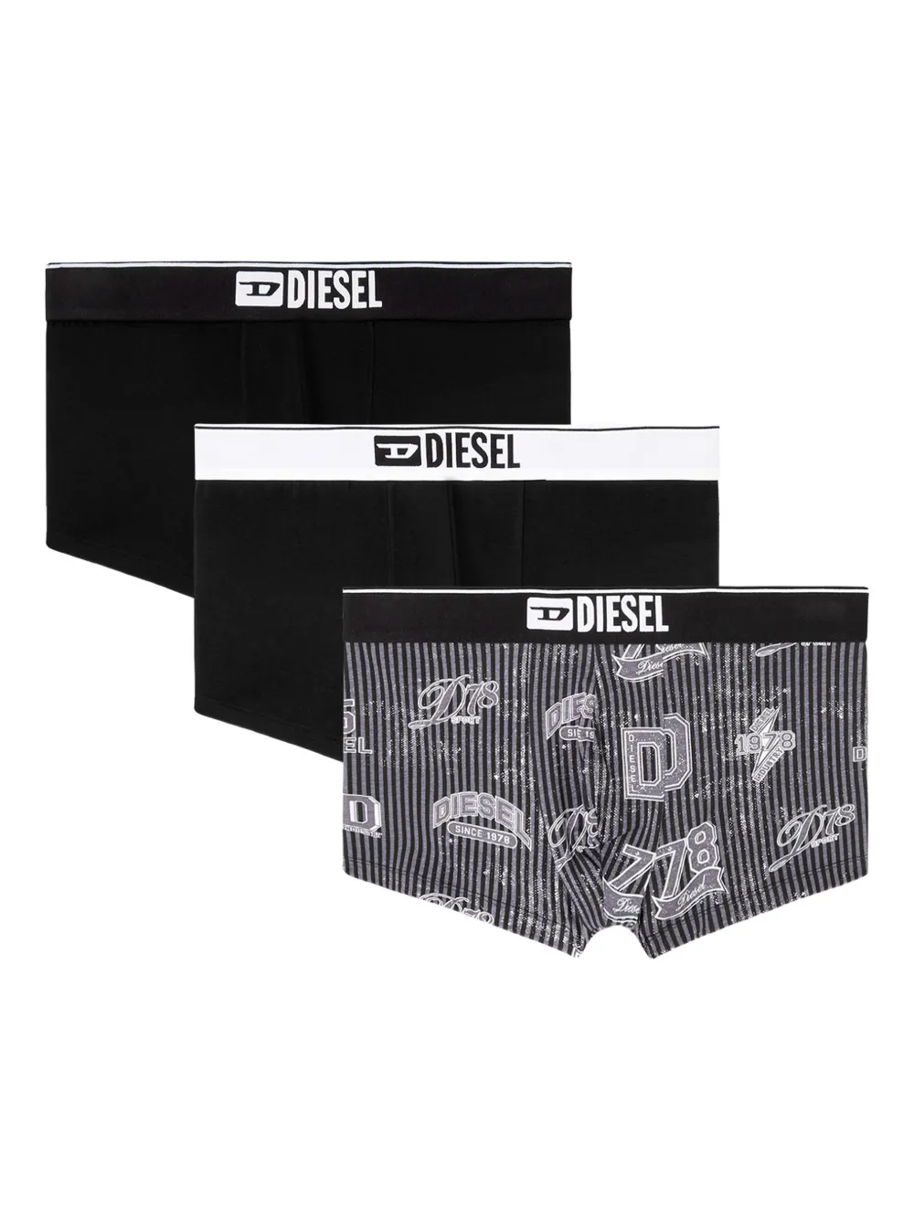 Diesel damien-d logo-waistband printed boxers set - Nero