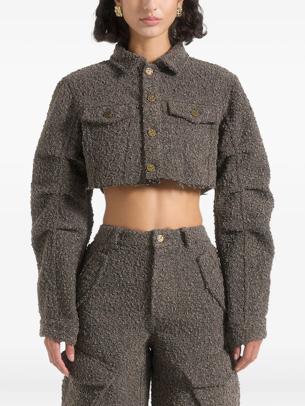 Manière De Voir Catherine bouclé pocket jacket | Brown | Image 1