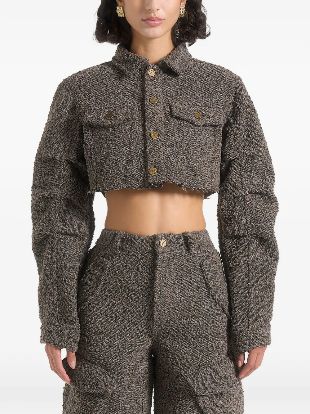 Manière De Voir Catherine cropped bouclé denim jack Bruin