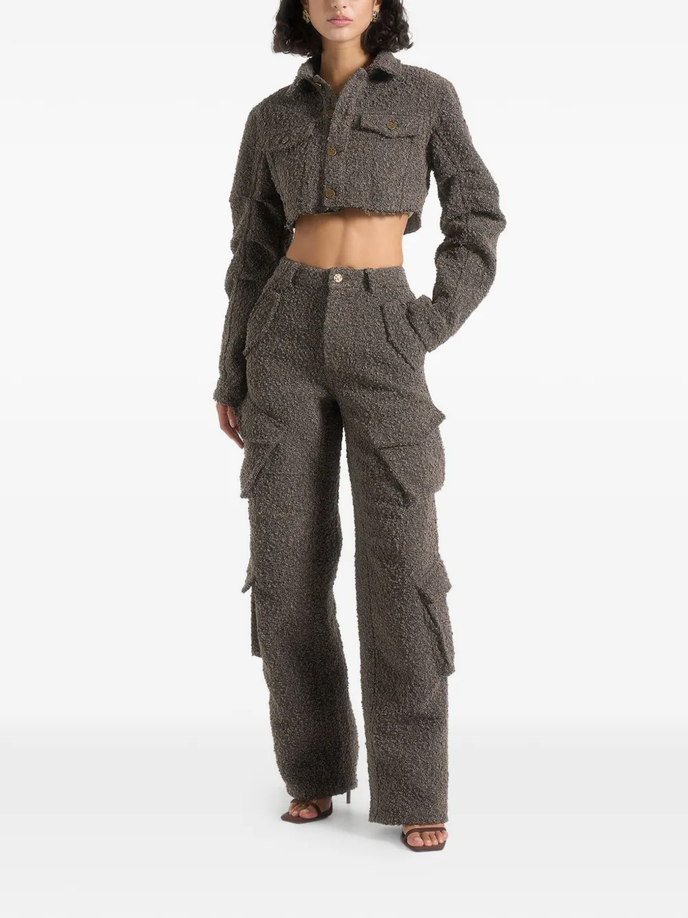 Manière De Voir Catherine cropped bouclé denim jack Bruin