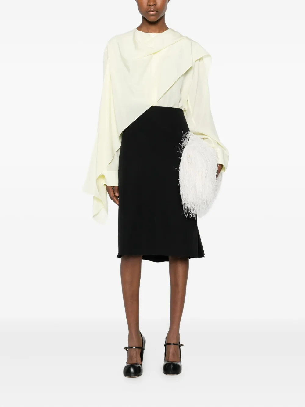 Marni Asymmetric Midi Skirt In Black