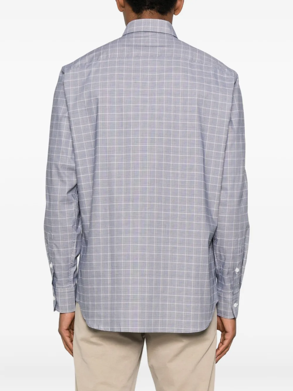 Brioni Geruit overhemd Blauw