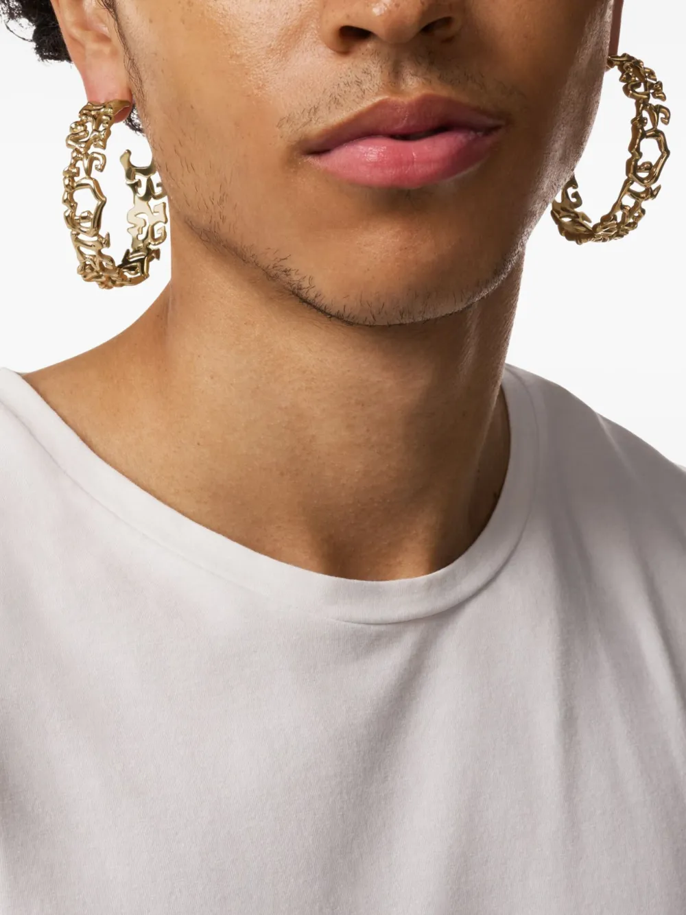 Diesel Stainless Steel Hoop Earrings In Burgundy