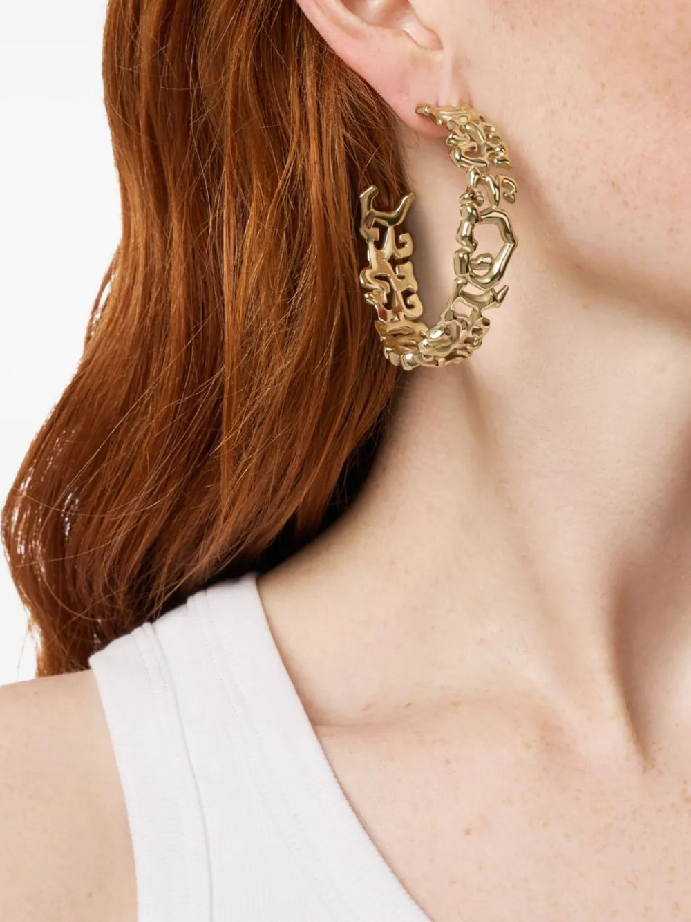 Diesel Stainless Steel Hoop Earrings In Burgundy