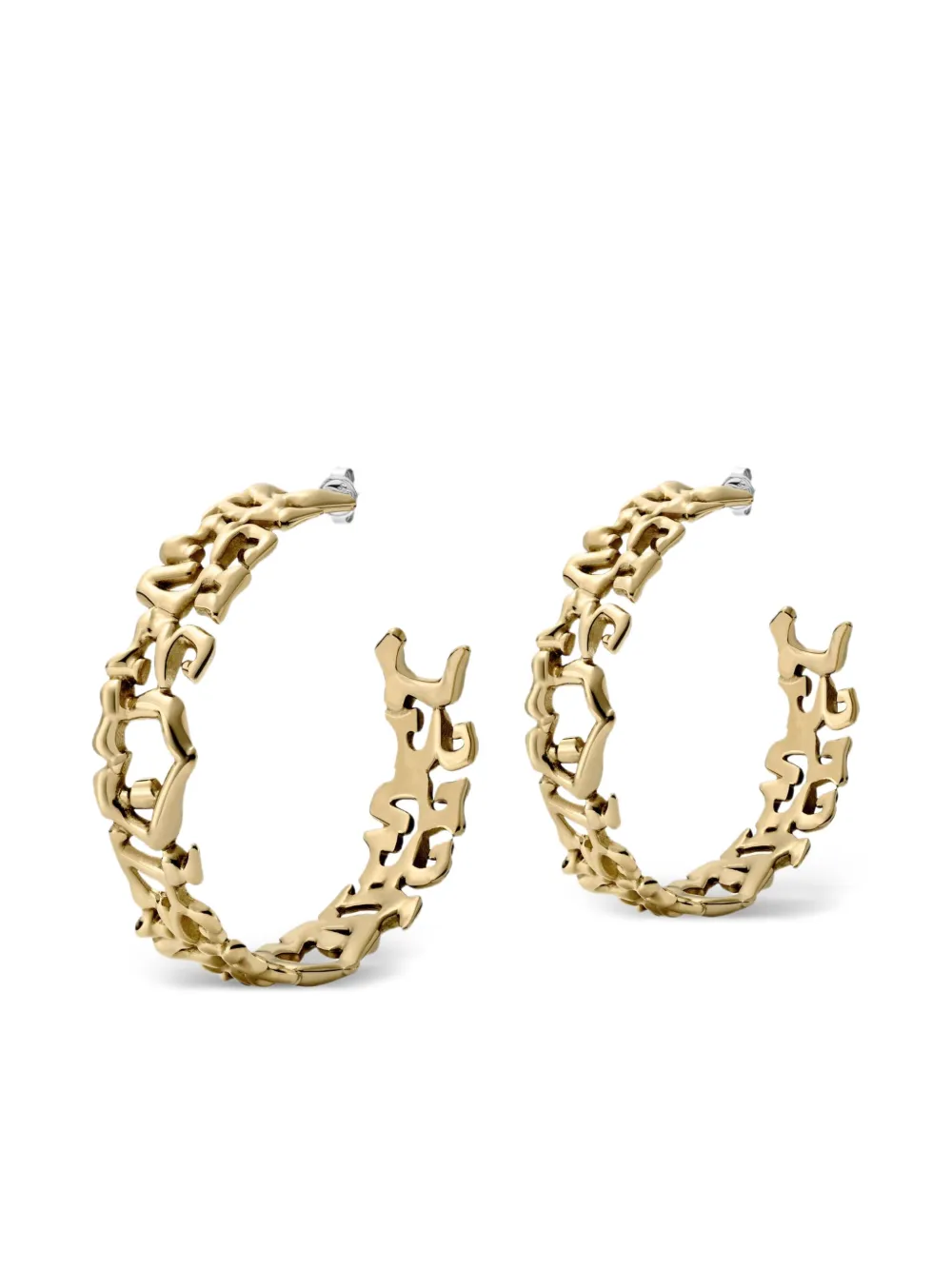  Diesel Logo Hoop Earrings - Gold 