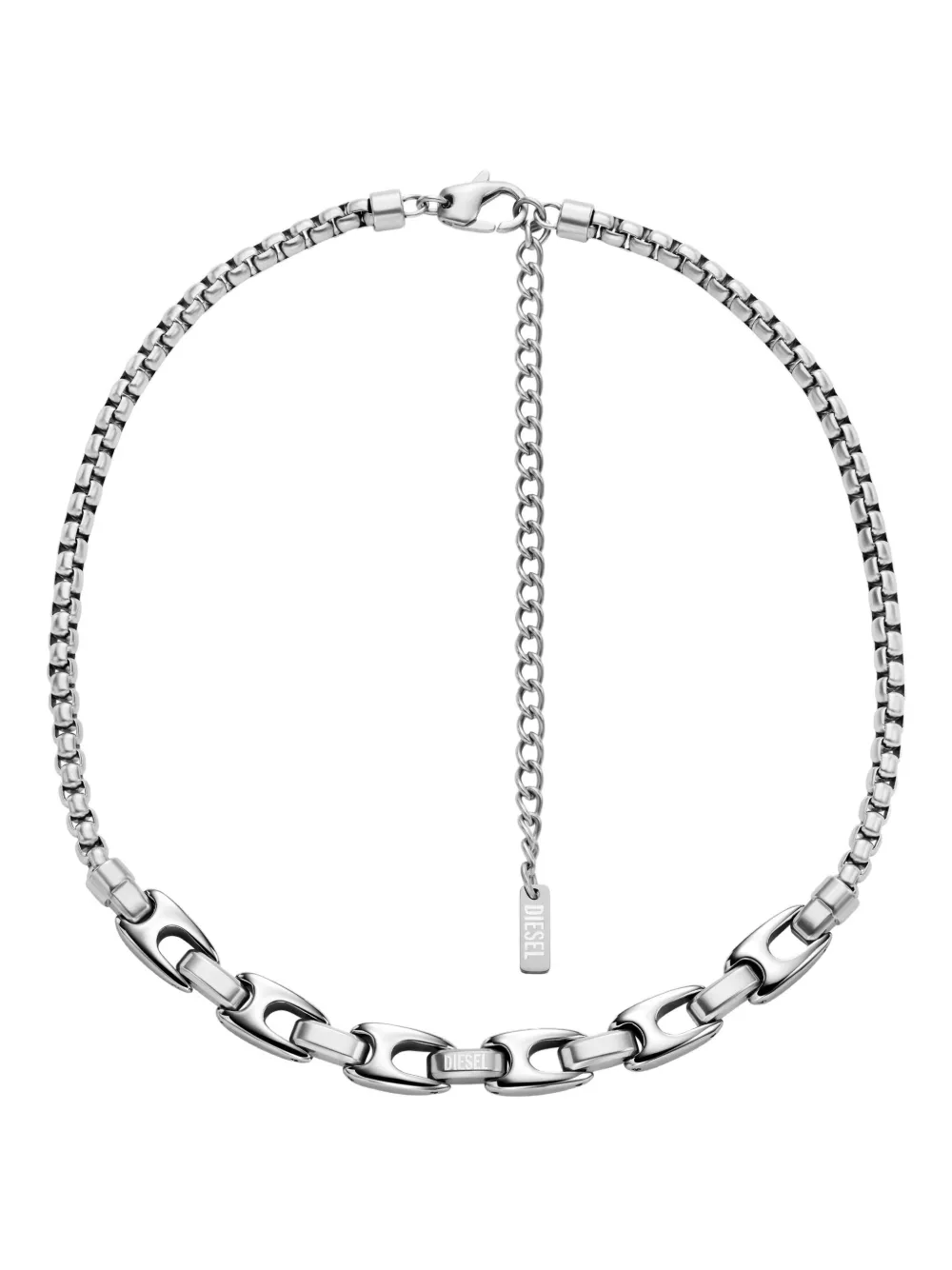 Diesel oval-logo chain necklace - Argento