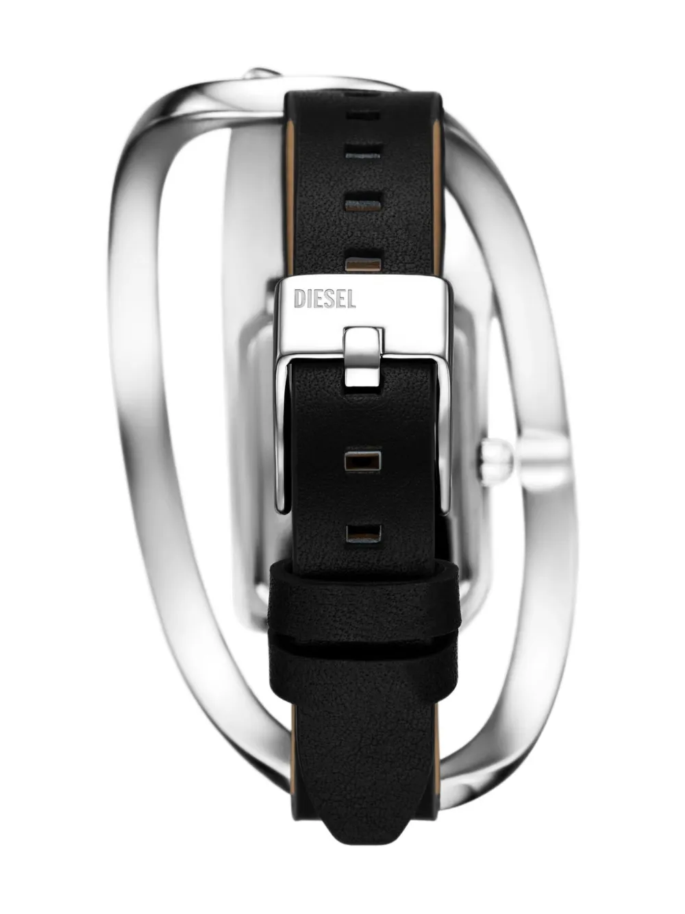 Diesel Wrap-d Black Leather Watch In Black