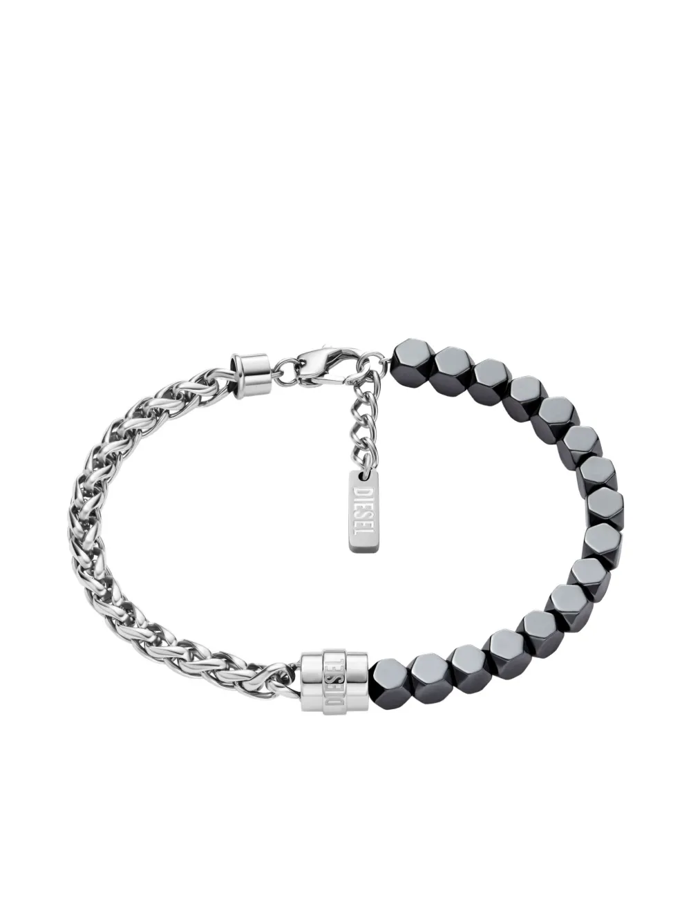 Diesel Chain Beaded Bracelet In Brown