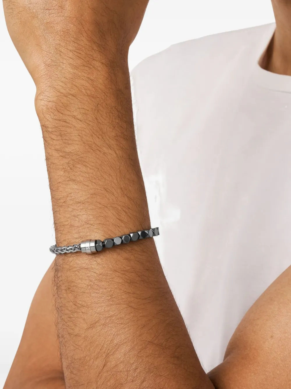 Diesel Chain Beaded Bracelet In Brown