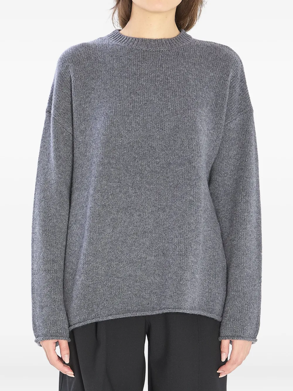 Lisa Yang pull nervuré Kristy à col rond | gris | Image 1
