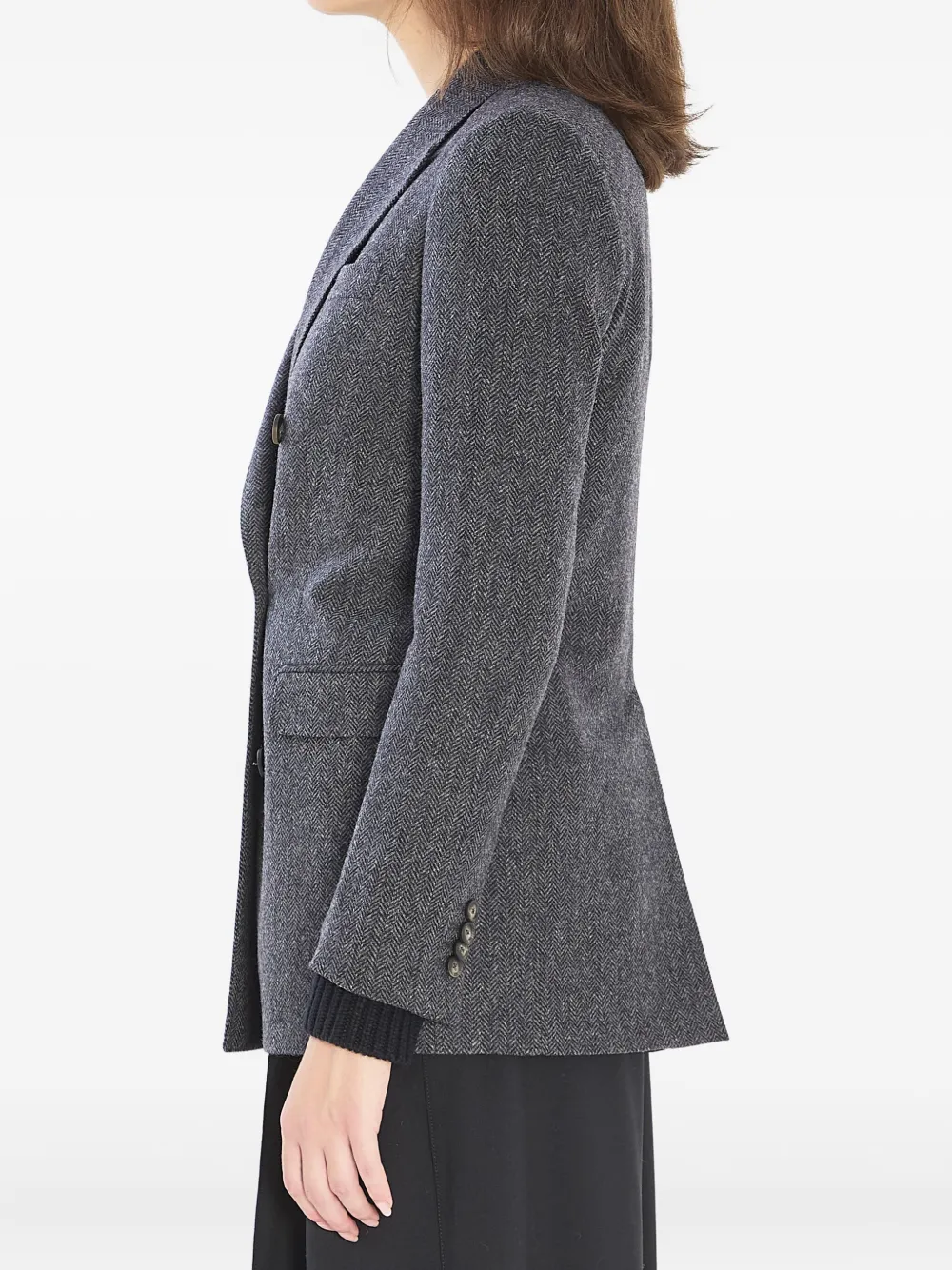 Tagliatore Jasmine Herringbone Double-breasted Peacoat In Gray