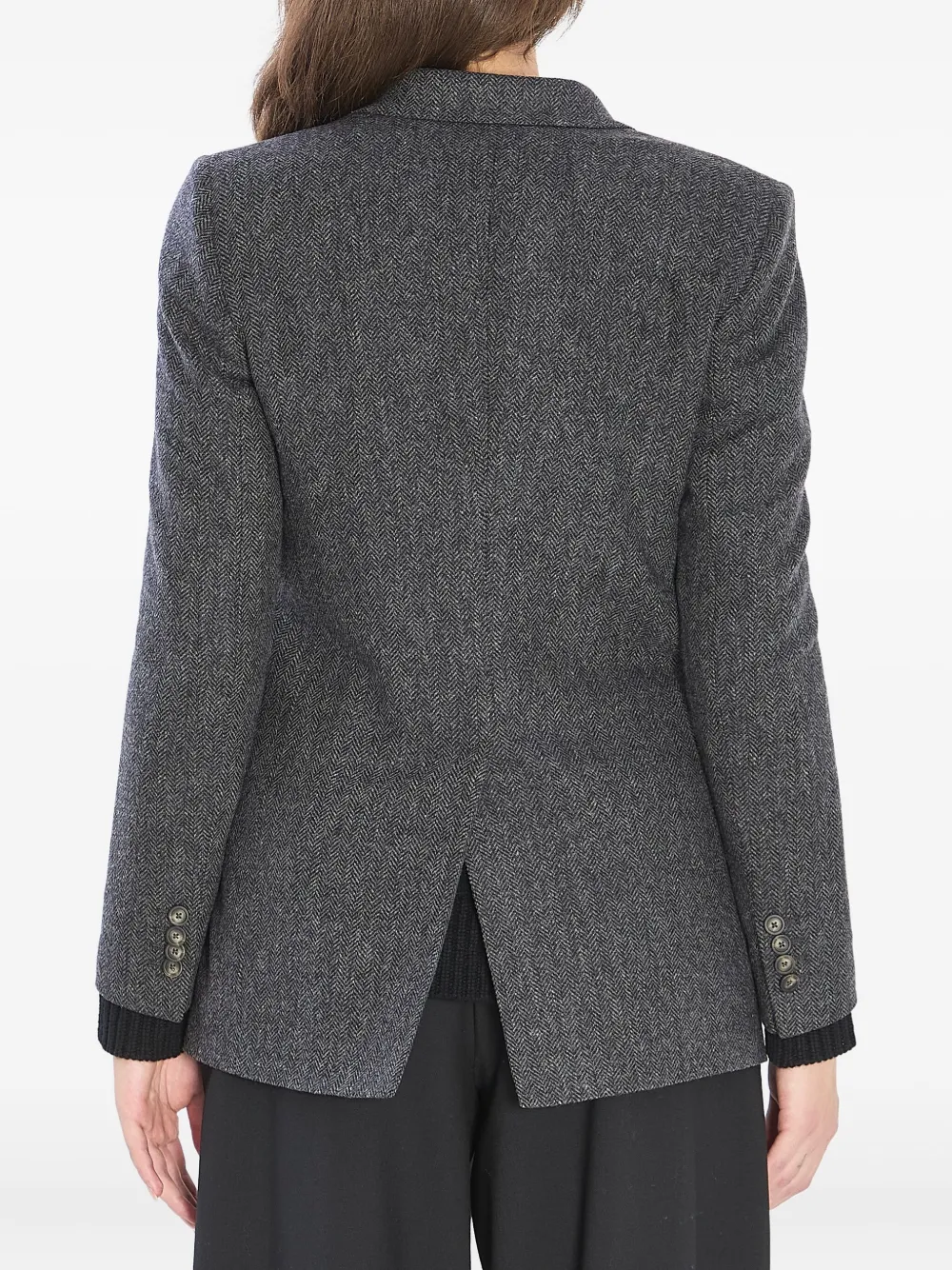 Tagliatore Jasmine Herringbone Double-breasted Peacoat In Gray