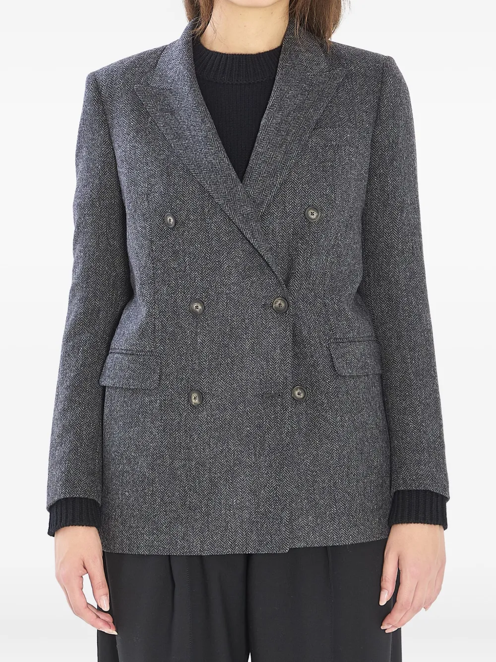 Tagliatore Jasmine herringbone double-breasted peacoat | Grey | Image 1