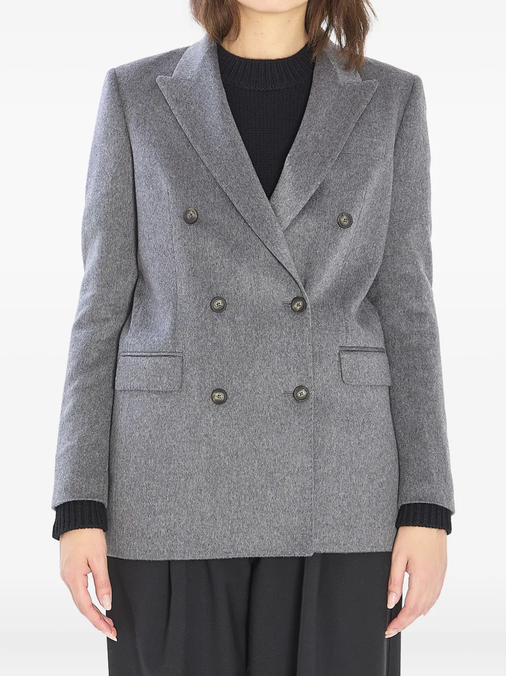 Tagliatore Jasmine Peak-lapels Double-breasted Blazer In Gray