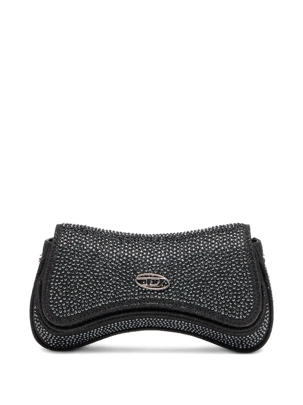 Diesel Crystal-embellished Clutch Bag In Black