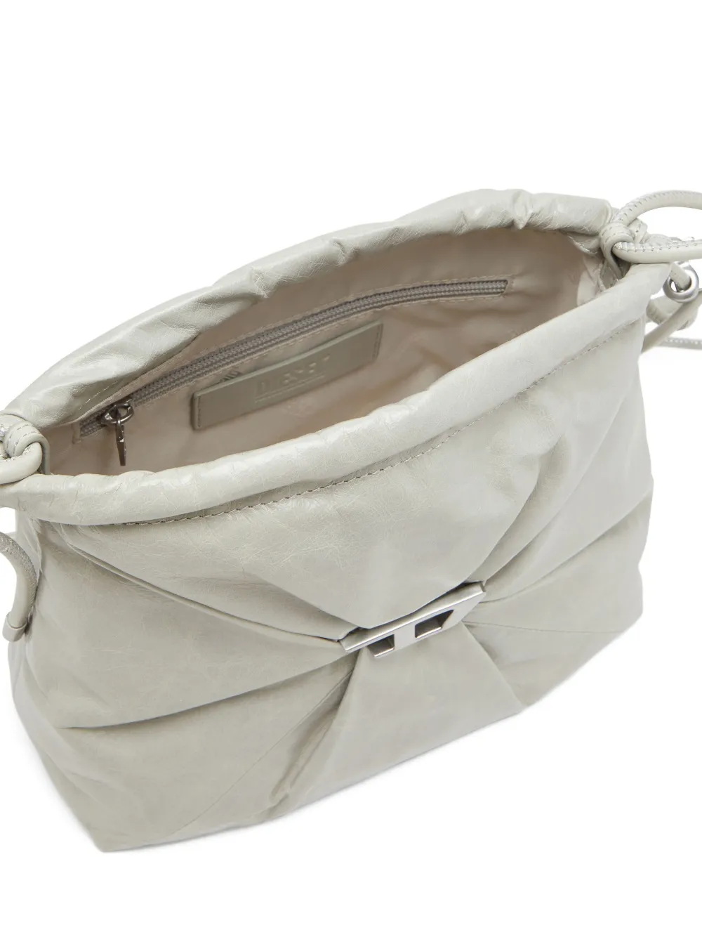 Diesel Scrunch-D leren bucket-tas Wit