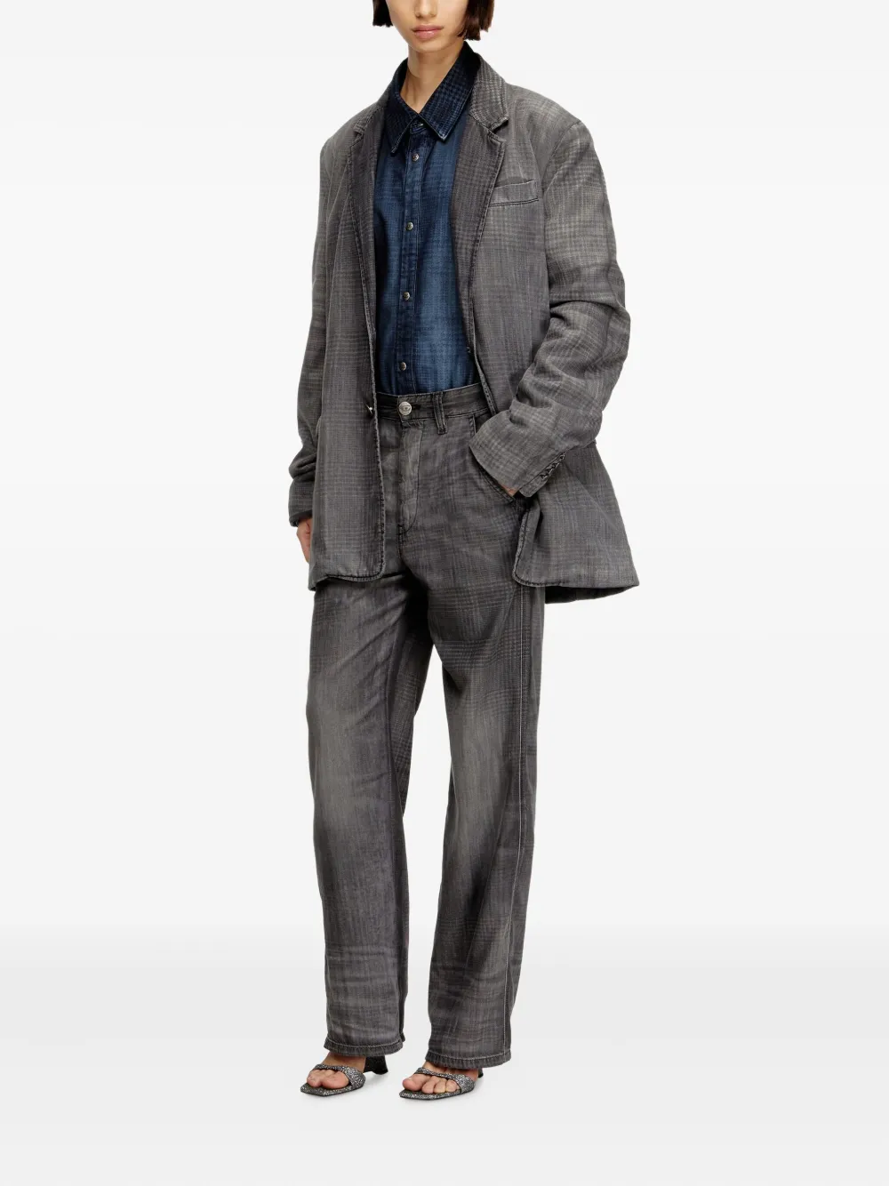 Diesel Slant Pockets Straight Jeans In Gray