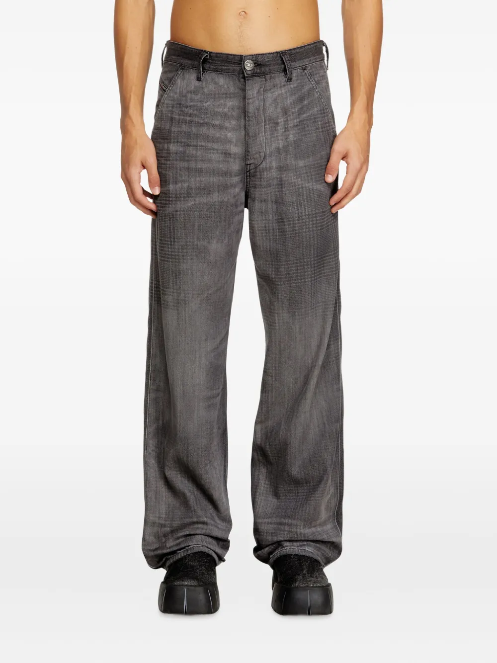 Diesel Slant Pockets Straight Jeans In Gray