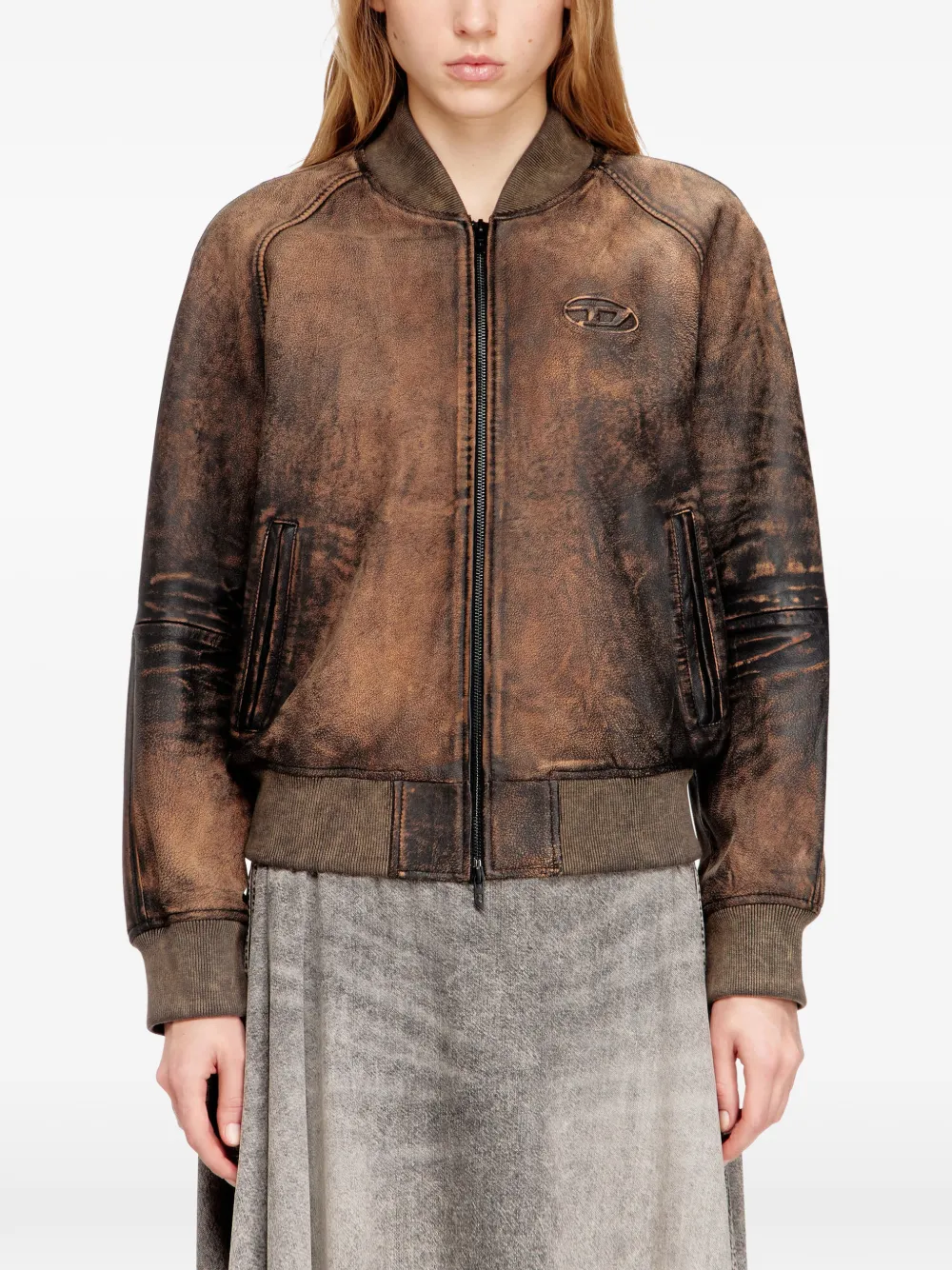  Diesel L-cobb-fem Bomber Jacket - Brown 