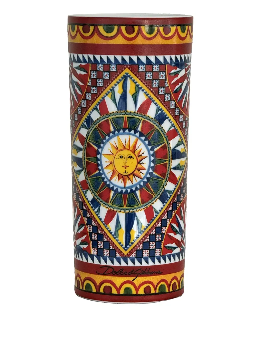 Dolce & Gabbana Cart patterned vase (10 cm x 23 cm) | Red | Image 1