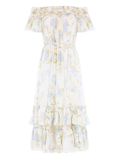 Needle & Thread ruffled floral midi dress