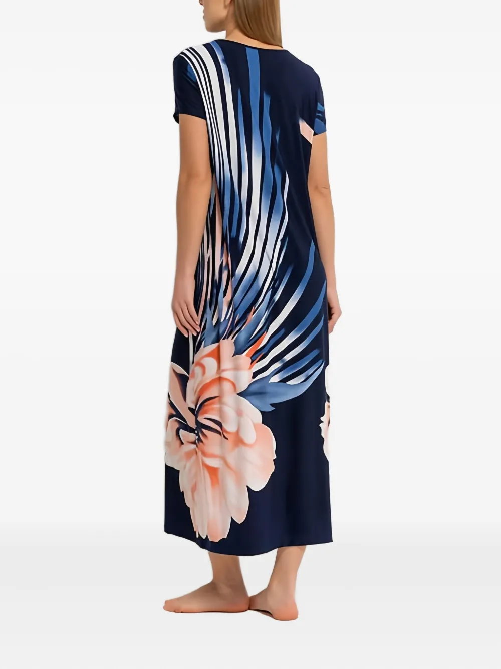 Diamond Tea Gown Jurk met bloemenprint - Blauw